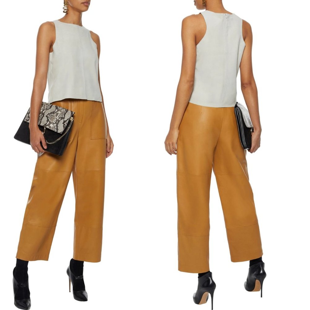 New $498 J BRAND 100% Lamb Suede Leather crop top - Picture 13 of 14